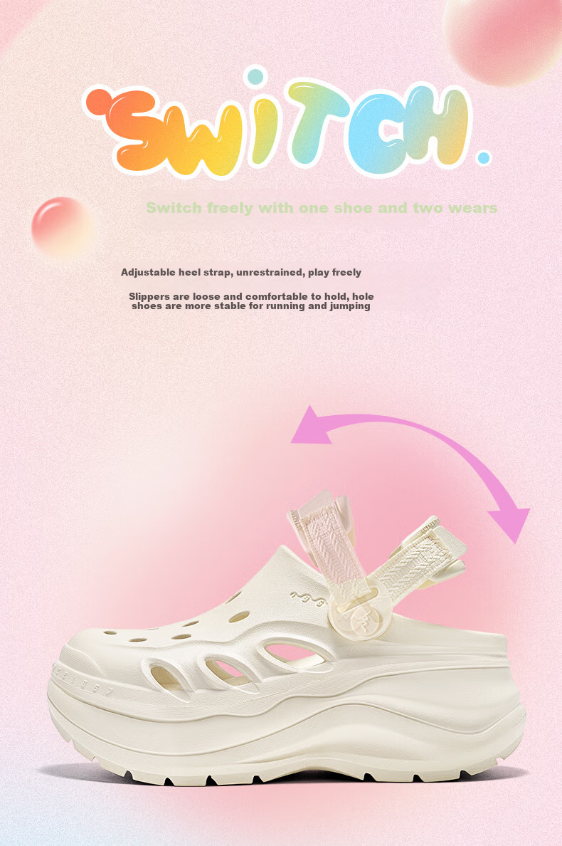 Kappa Official Women's Breathable Hole Shoes Sandals Casual Sports Outdoor Slippers Women's Classic White 37-38 9