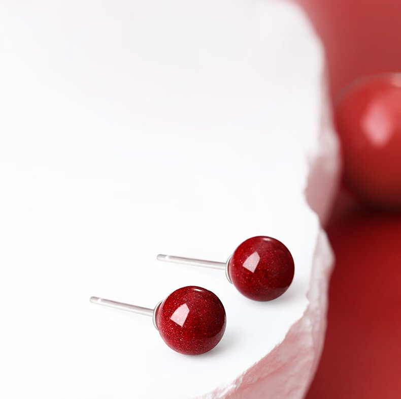 GLTEN Cinnabar Pure Silver Stud Earrings for Women, New Style Ear Jewelry, Birthday Gift for Ladies, Anniversary Present for Girlfriend Or Wife 1