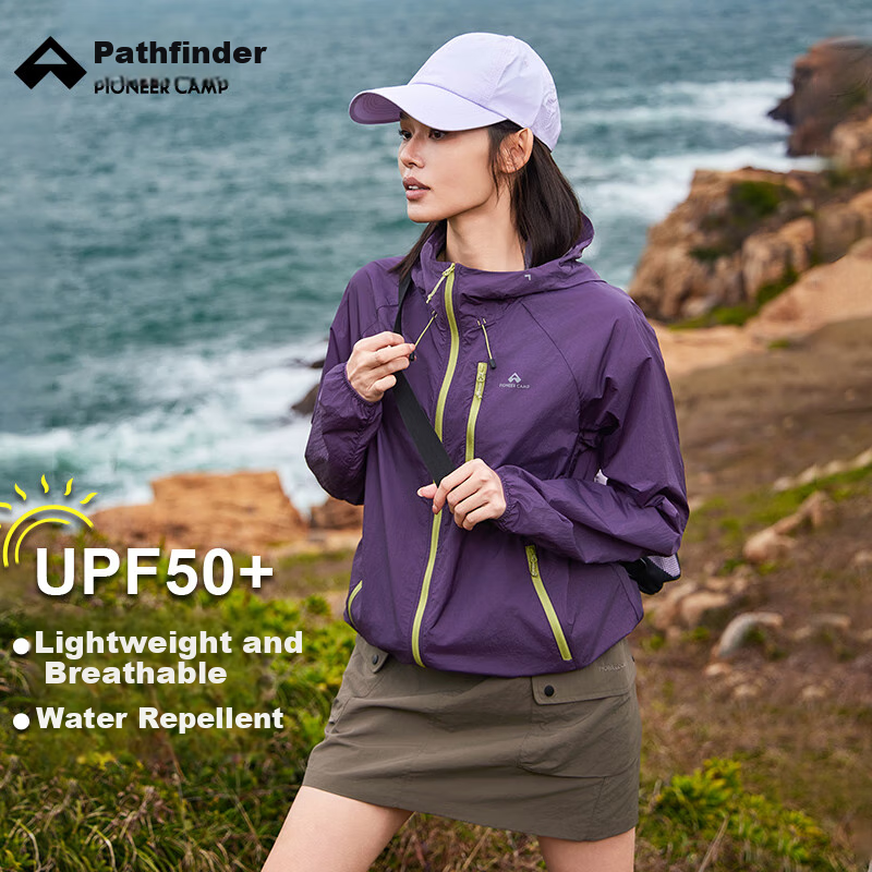 Pioneer Camp Ice Butterfly Outdoor Sun Protection Jacket for Men, Summer Lightweight Breathable UV-Resistant Fishing Sun Protection Clothing, Twilight Purple, 3XL