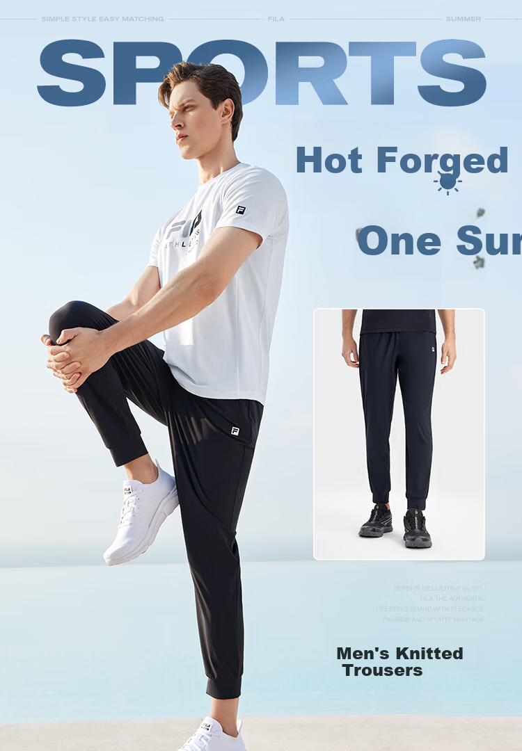 FILA Official Men's Summer Thin Breathable Sun-Protective Knit Jogger Pants Fitness Trousers 1