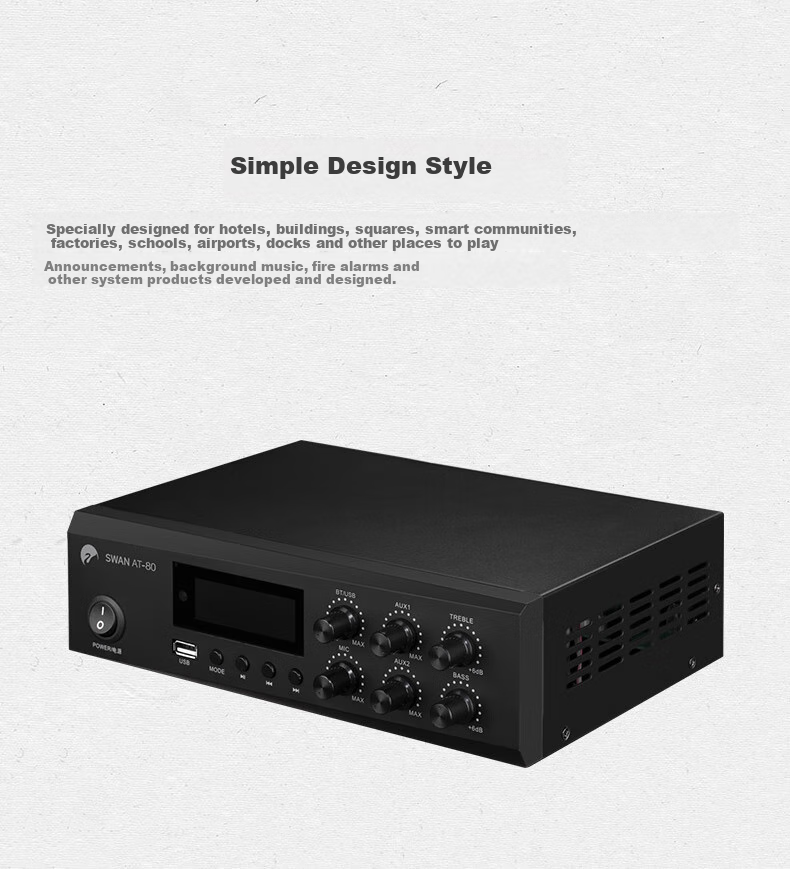 HiVi AT-80A Home Theater, Constant Voltage And Impedance Amplifier, Public Address Ceiling Speaker Amplifier, Suspended Ceiling Background Music Public Address Amplifier Sound System 3