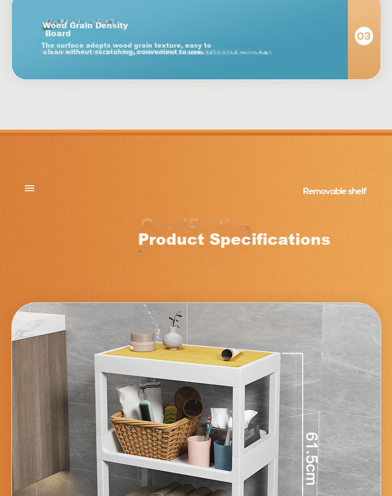 Leaijia Storage Rack, Multi-Tier Floor-Standing Bathroom Shelf, Kitchen Organizer with Drawers, Storage Cart, Shelving Unit 14
