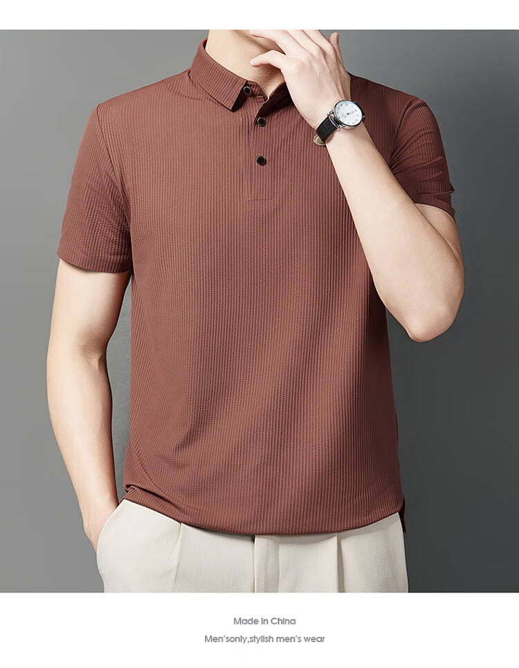 LangSha Polo Shirt for Men, Summer Quick-Dry Ice Silk Cool-Feeling T-Shirt, Loose-Fitting Business Versatile Collared Short-Sleeve, Father's Day Gift 21
