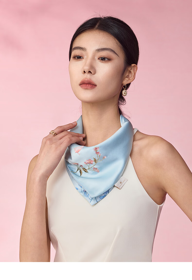 Embroiderer Silk Suzhou Embroidery Silk Scarf Gift Box Intangible Cultural Heritage Mulberry Silk Genuine Silk Women's High-End Small Square Scarf Gift for Girls 38 Goddess Festival Present 7