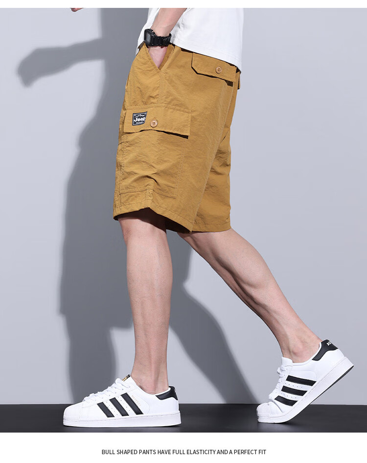 JEEP Ice Silk Workwear Five-Point Casual Shorts for Men, 2026 Summer Thin Loose Straight-Leg Cool Mid-Length Pants for Me 23