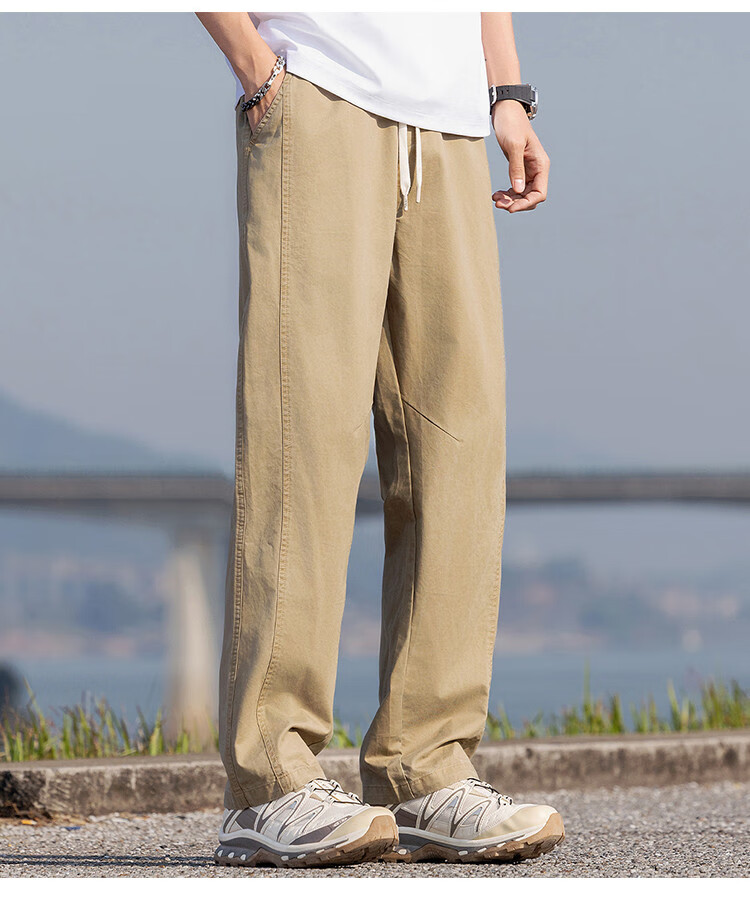 JEEP [Pure Cotton Lightweight] Straight-Leg Casual Pants for Men, 2026 Summer New Style Cargo Wide-Leg Trousers, Men's Long Pants 10
