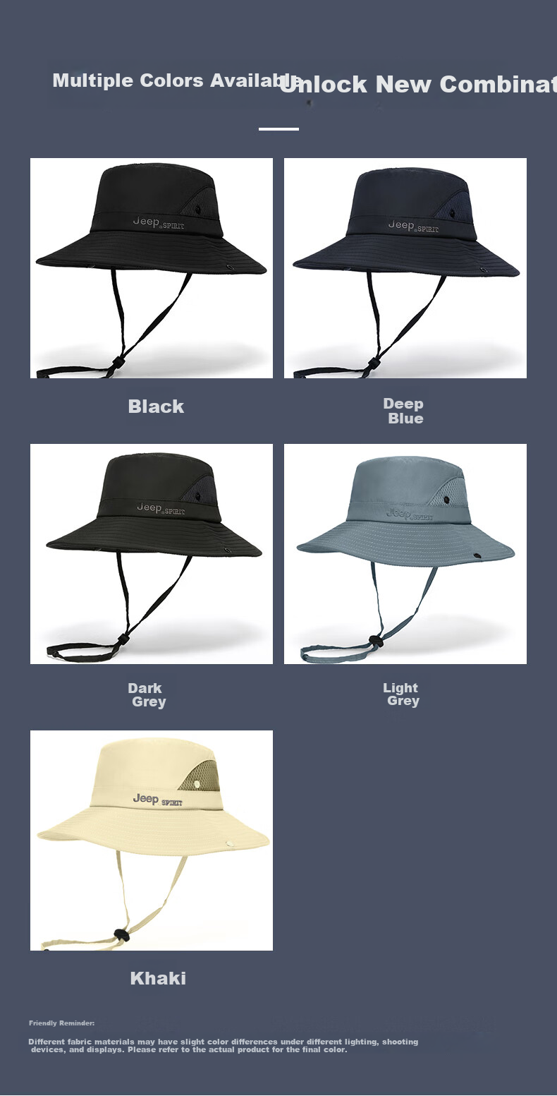 JEEP Hat, Unisex Sun Hat for All Seasons, Fisherman Hat, Outdoor Sports Sun Protection Hat, A0352 Deep Blue 6