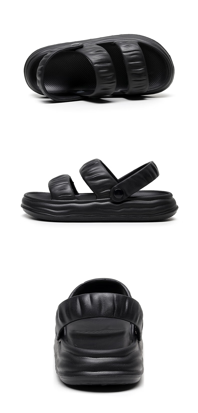 Guoluofi Women's Summer Outdoor Thick-Soled Beach Sandals Dual-Wear Black Size 37-38 9