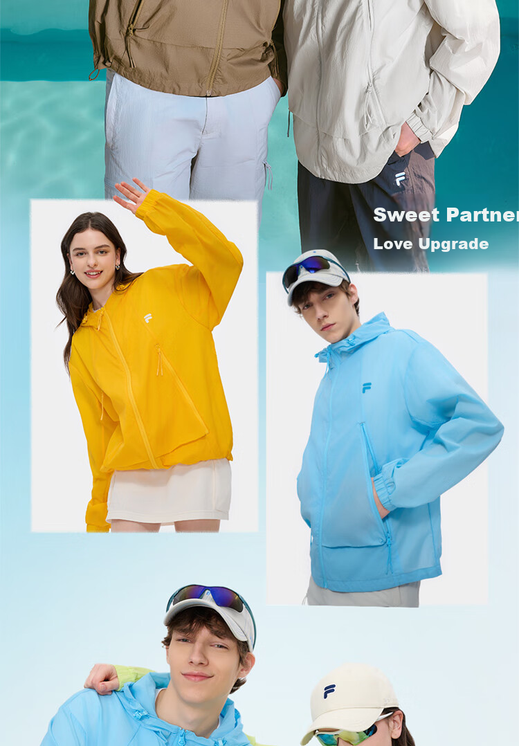 FILAFUSION FILA Trendy Couple's Woven Jacket, Summer Loose Sun Protection Hooded Top 13