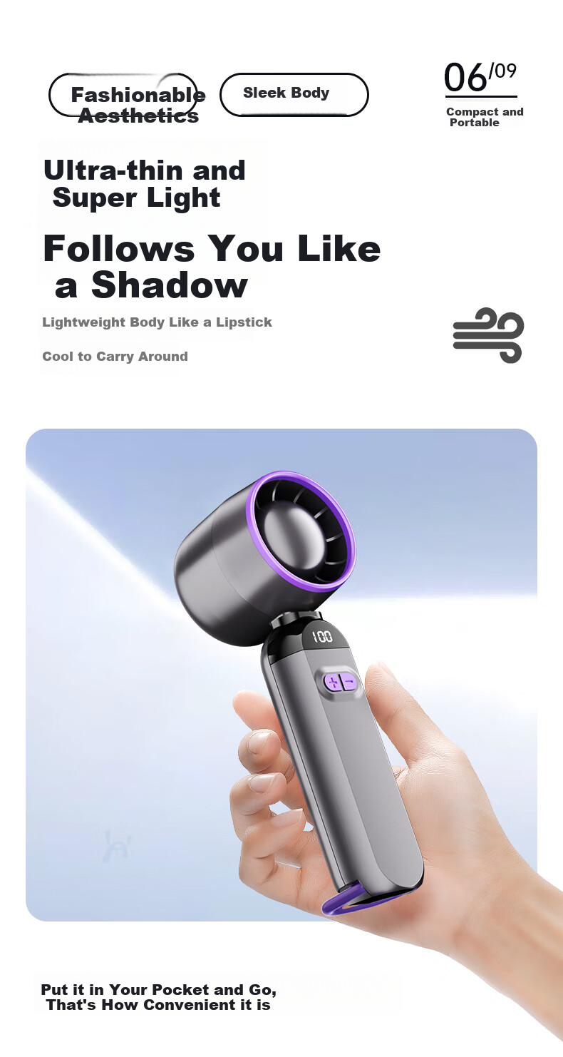 TRUST ME [100 Cooling Settings] Handheld Mini Fan, Portable Quiet High-Speed Powerful Fan, Rechargeable USB Fan, Outdoor Lazy Person Small Electric Fan with Ultra-Long Battery Life, Glacier White 15