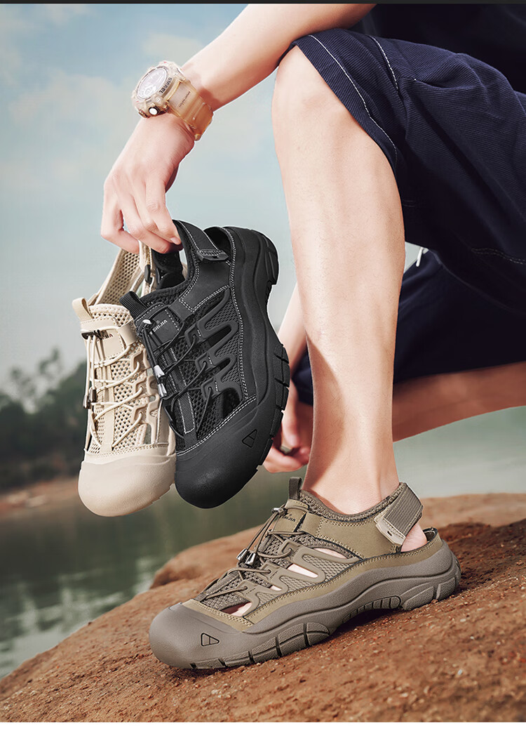 Bull Family Baotou Men's Summer Breathable Hollow Beach Sandals Outdoor Casual Sports Creek Shoes Men's Hole Shoes 47