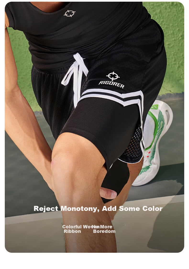 RIGORER Competitive Knitted Knee-Length Shorts for Men And Women, Basketball Shorts, Layered Sports Running Breathable Shorts 6