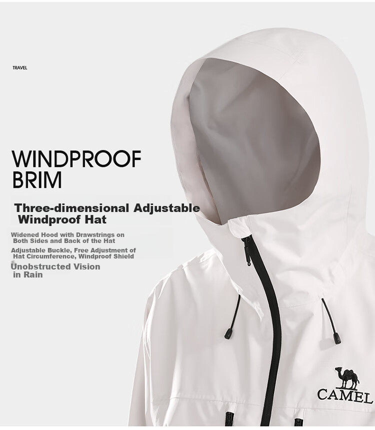 CAMEL Outdoor Hardshell Jacket, Single-Layer Lightweight Windproof And Storm-Proof Mountaineering Coat, Size M 34