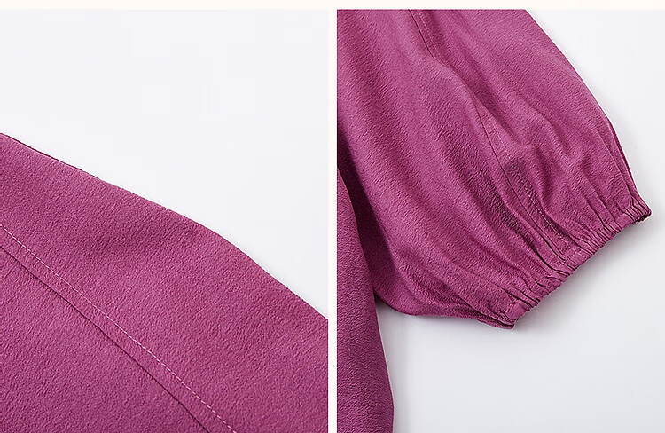 Demana [Su Jian Aesthetics] Summer Acetate Polyester Shirt with Panel Stitching and Elastic Lantern Sleeves Women's Top 21