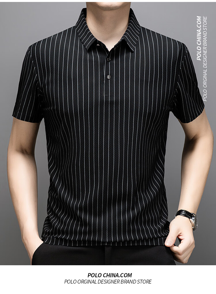LangSha Polo Shirt for Men, Summer Ice Silk Quick-Dry Seamless Wrinkle-Resistant T-Shirt, Business Casual Collared Short Sleeve, Father's Day Gift 6