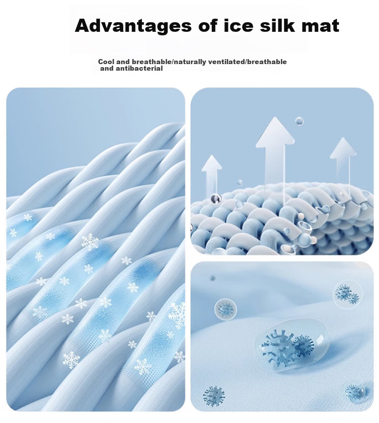 MINISO Ice Silk Mat Three-Piece Set Cooling Mat, Air Conditioning Mat for Summer, Foldable Mat, Dormitory And Home Use, Double Bed Size 1.5x2 Meters 4