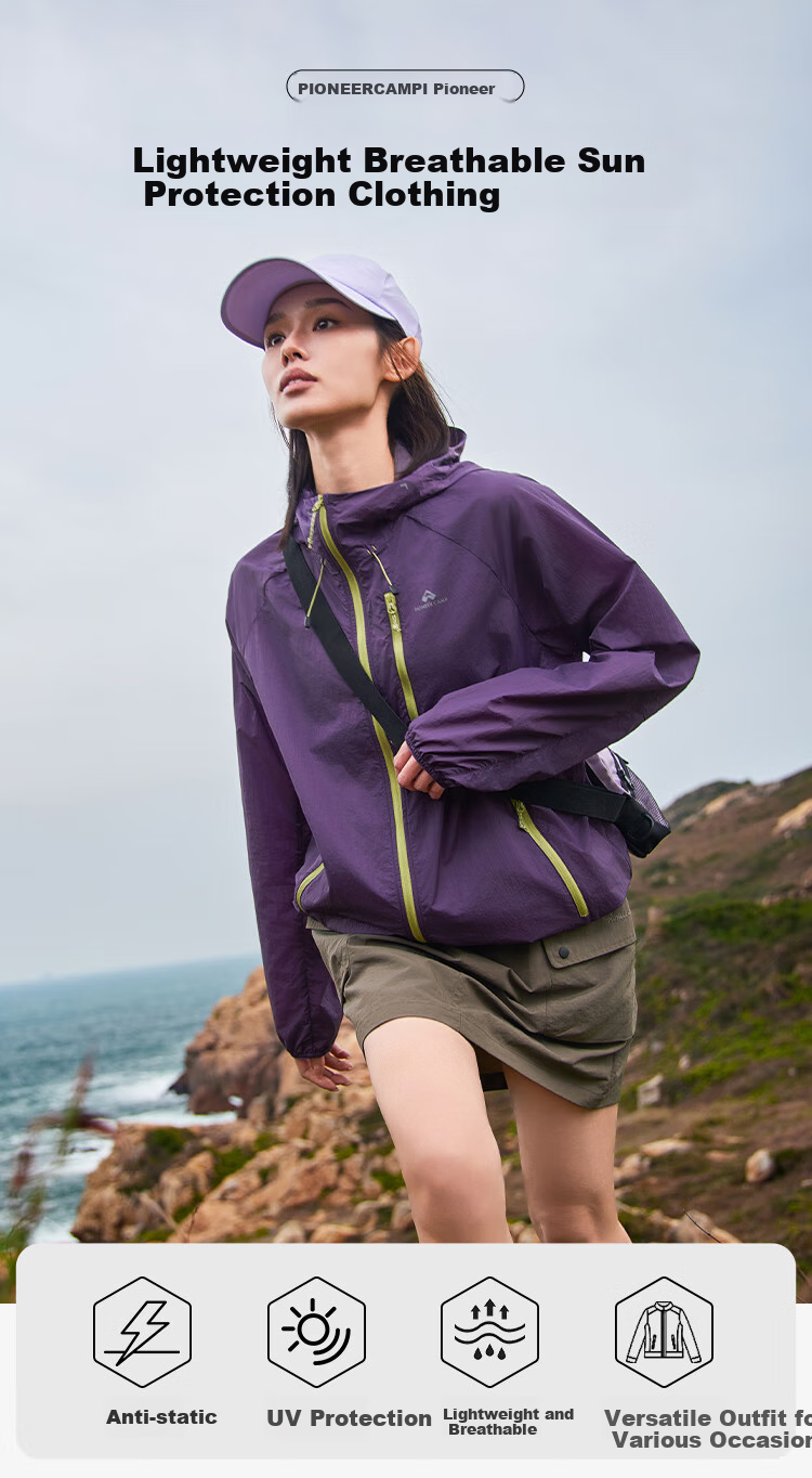 Pioneer Camp Ice Butterfly Outdoor Sun Protection Jacket for Men, Summer Lightweight Breathable UV Protection Fishing Sun Protection Clothing, Twilight Purple, XL 1
