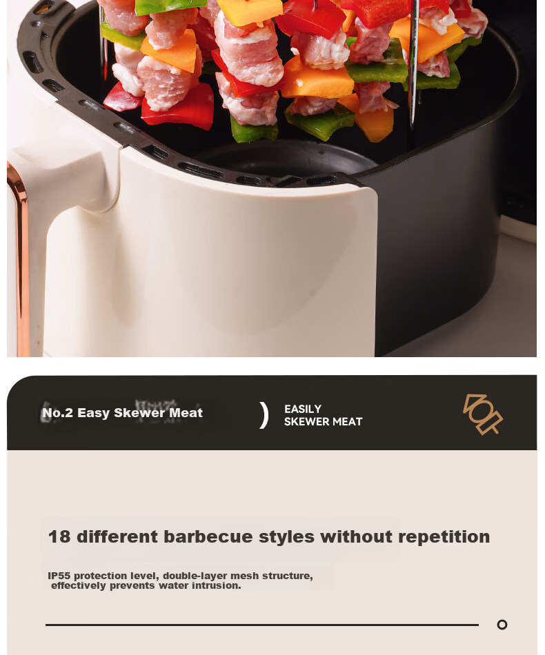 Mohuanchufang Air Fryer Grill Rack [30 Skewers], 304 Stainless Steel Skewers, Barbecue Grill Rack, Oven Hanging Rack, No-Flip Meat And Kebab Grilling 6