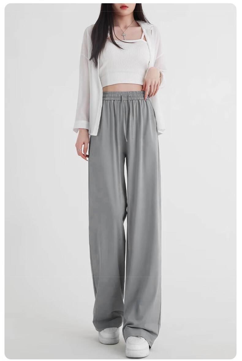 LangSha Ice Silk Wide-Leg Pants Women Summer Thin High-Waist Sun-Protective Slim Loose Straight-Leg Mosquito-Repellent Casual Trousers 13