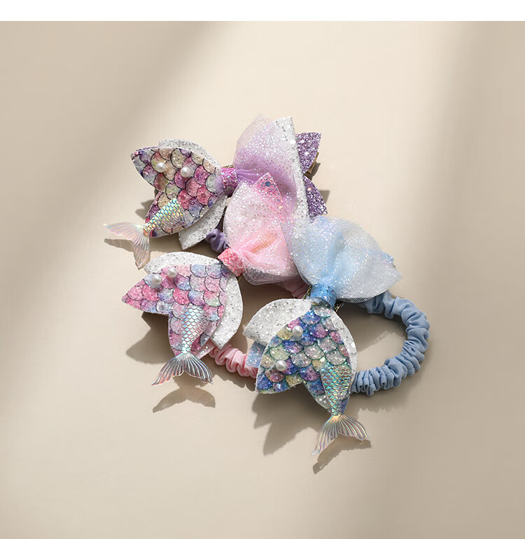 CHIMERA 3-Piece Mermaid Hair Ties, Ponytail Holders, Hair Bands for Children, Girls' Birthday Gift 5