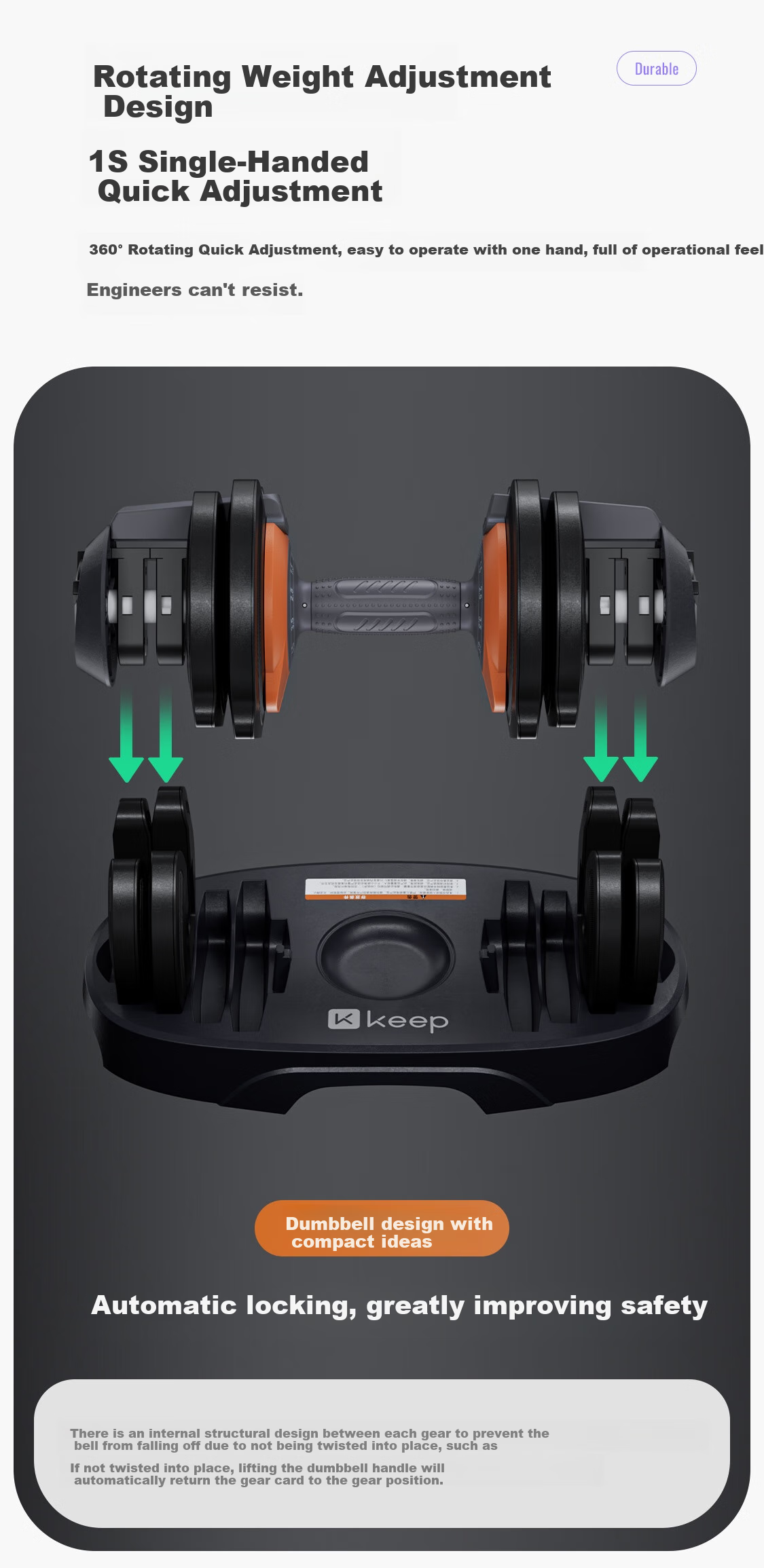 Keep Adjustable Dumbbell with 11 Weight Levels, Professional Fitness Equipment for Muscle Building And Shaping, 12.5kg*1 4