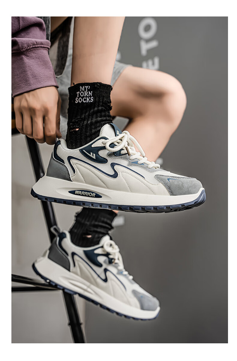 Warrior Men's Sneakers 2025 Summer Casual Breathable Low-top Shoes for Men Beige/Grey/Blue Size 40 8