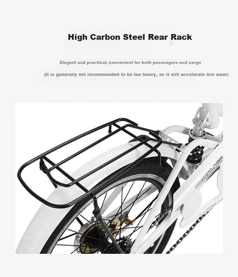 FG FLYING PIGEON Folding Bicycle, 20-Inch, Non-Gear Shifting, for Men And Women, Adults, Students, Teenagers, Children, Urban Leisure Bike 8