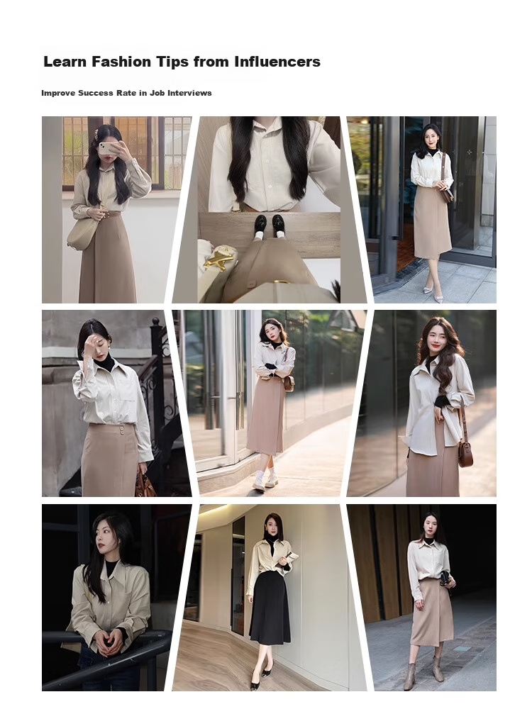 Bodexiaojie Off-White Layered Blouse for Women, Elegant Interview Commuter Top, Professional Suit Inner Wear Shirt 6