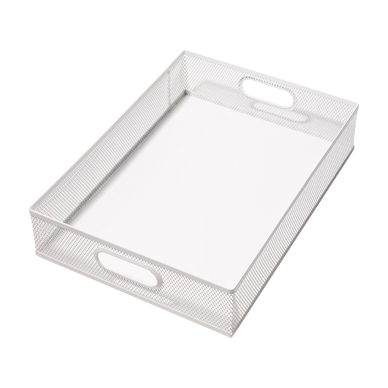 Deli Metal Storage Basket File Organizer, Hollow Mesh File Holder Document Receipt Miscellaneous Storage Box, White