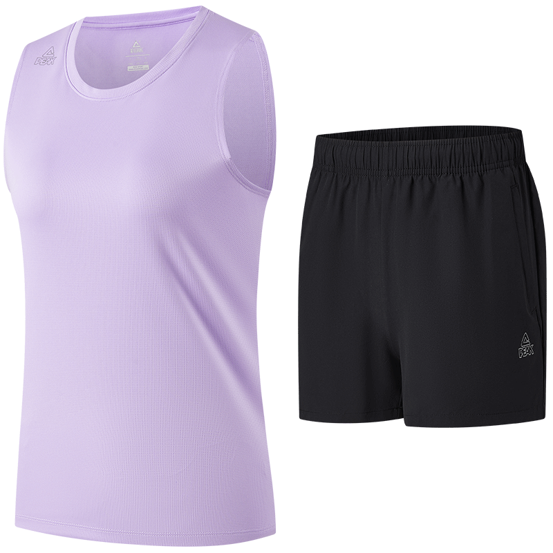 PEAK Women's Summer Sports Set Quick-Dry Breathable Sleeveless Vest and Shorts Badminton Running Fitness Two-Piece DF152038