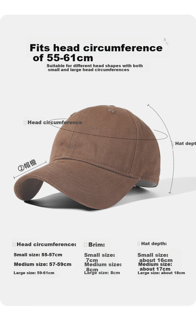 CACUSS Baseball Cap for Women, All-Season Casual Solid Color Korean-Style Soft Top Visor Cap for Men, Outdoor Versatile Sun Protection Hat 5
