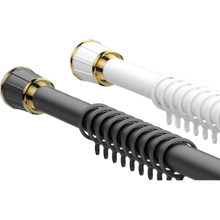 Ali No-Drill Telescopic Roman Curtain Rod Single Rod Curtain Rod Support White 3.1-3.6m