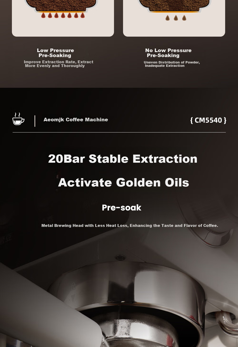 AEOMJK Aimo Ke Cold And Hot Dual Extraction Grinding All-In Semi-Automatic Coffee Machine, Xiaomofang Second Generation CM5540, Pengpai Steam Milk Frother Coffee Machine 9