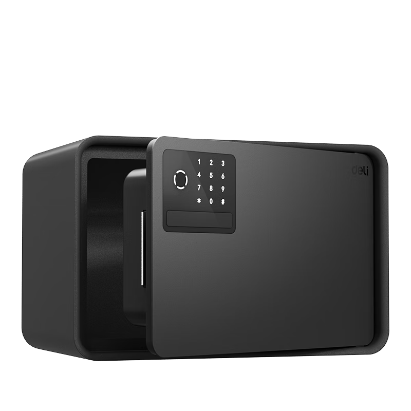 Deli Safe 2026 Best-Selling Home Security Box, Premium 20cm Fingerprint Unlock Small Safe Deposit Box for Home Anti-Theft Money Box, Automatic Door Opening AE222-Z Black