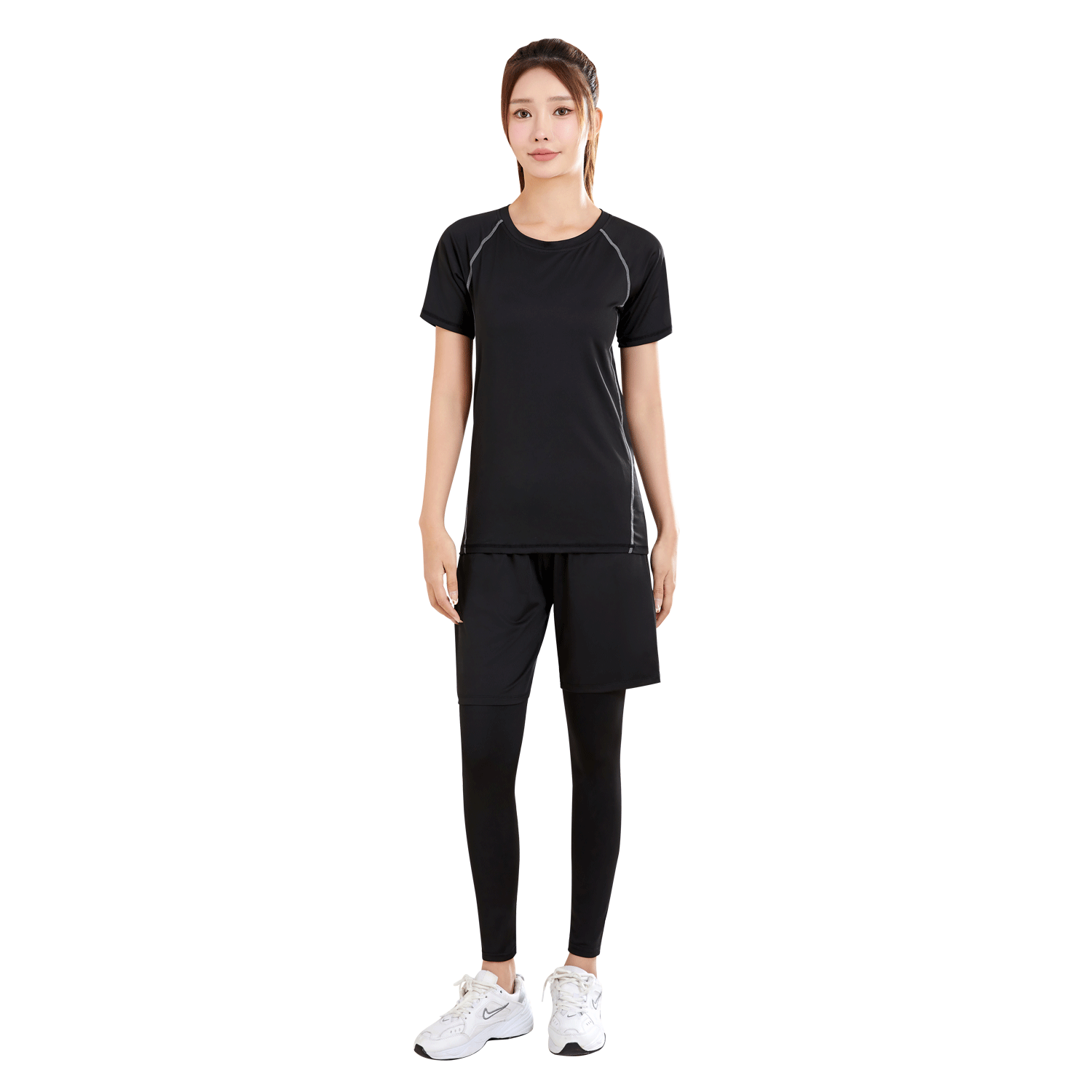 FANDIMU Women's Sports Set Running Yoga Track and Field Fitness Breathable High Elasticity Basketball Badminton Training Suit