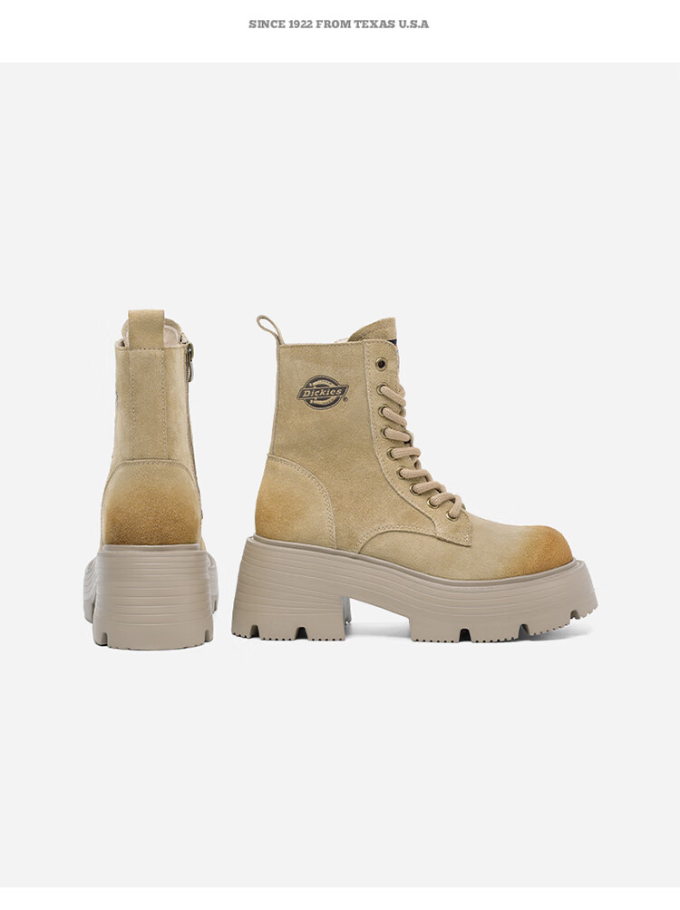 Dickies Women's Martin Boots, Fashionable Versatile High-Top Boots, British Style Casual Boots, Work Boots, Khaki, Size 35 9