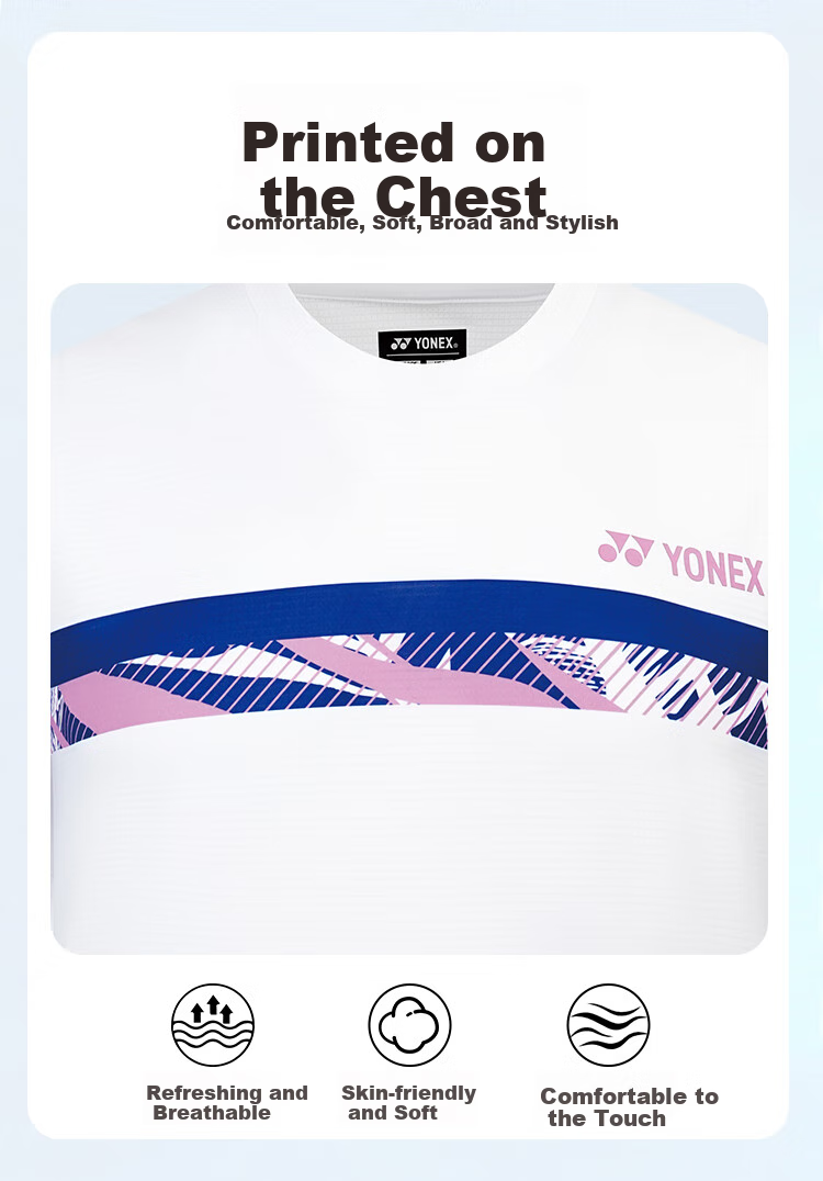 YONEX Badminton Jersey, National Team Style Training Wear, Unisex, 115015BCR, White, Size M 4