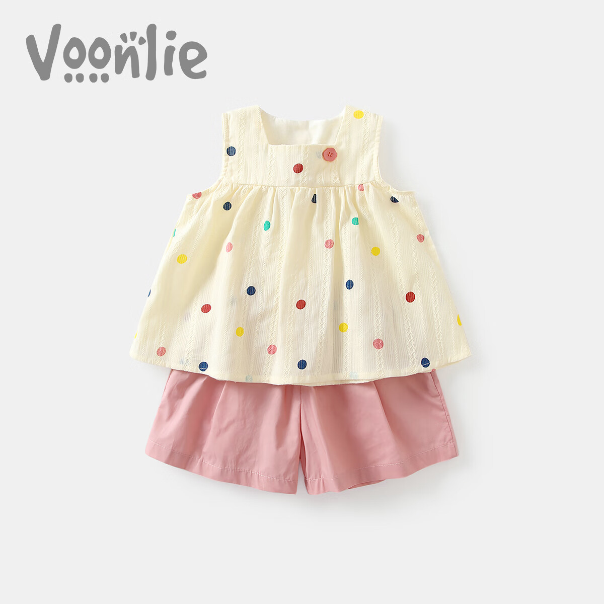 VOONLIE Girls' Summer Outfit Set, 2026 New Stylish Children's Clothing, Baby Girl Short-Sleeve Two-Piece Set
