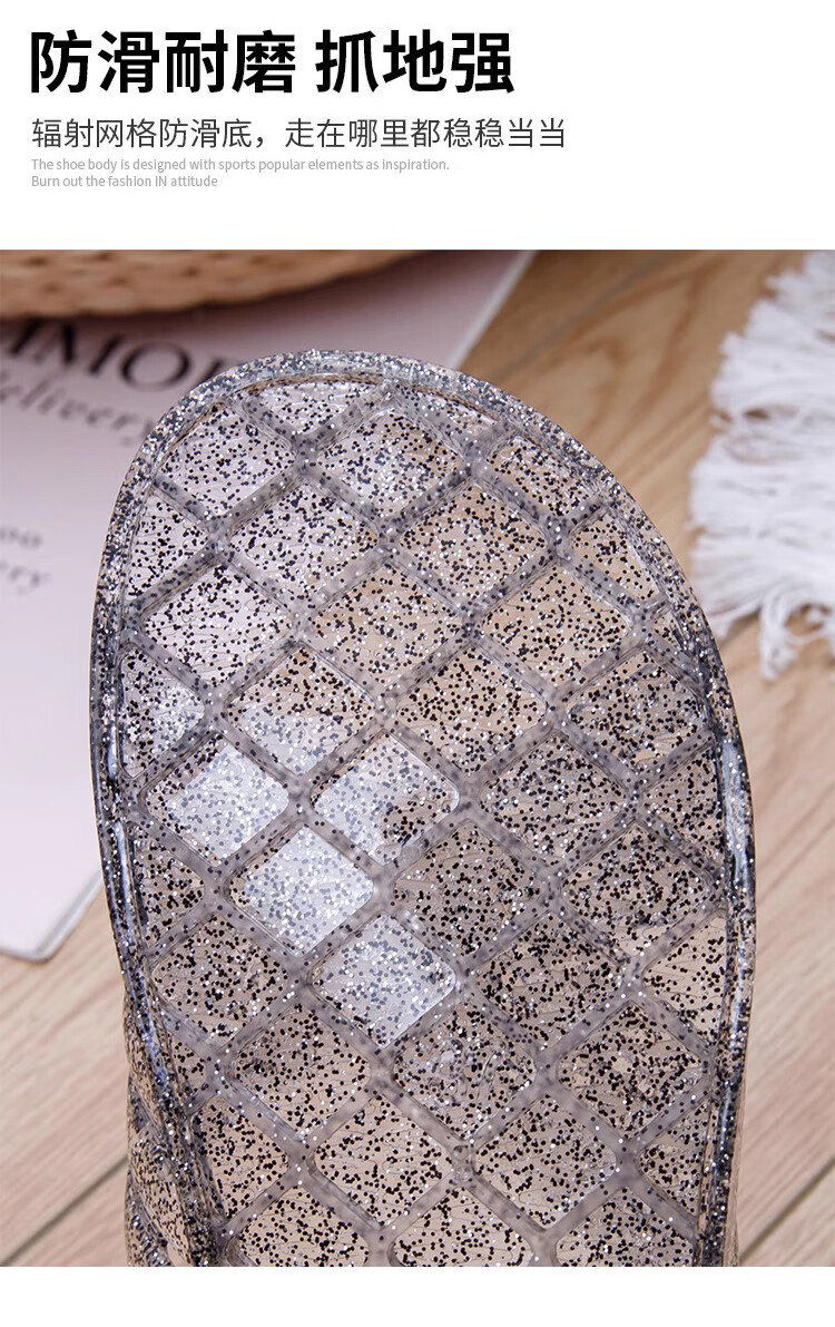 FOOTOPPO Crystal Slippers for Women, Stylish Hard-Soled Outdoor Plastic Sandals, Summer Home Indoor Slippers for Wome 5