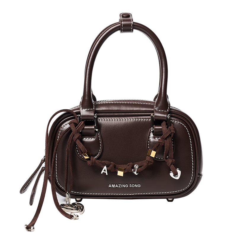 AMAZING SONG Women's Handbag [Celebrity Style], Toast Mahjong Bag, Cowhide Shoulder Crossbody Bag, Niche High-End Commuter Bag, Gift