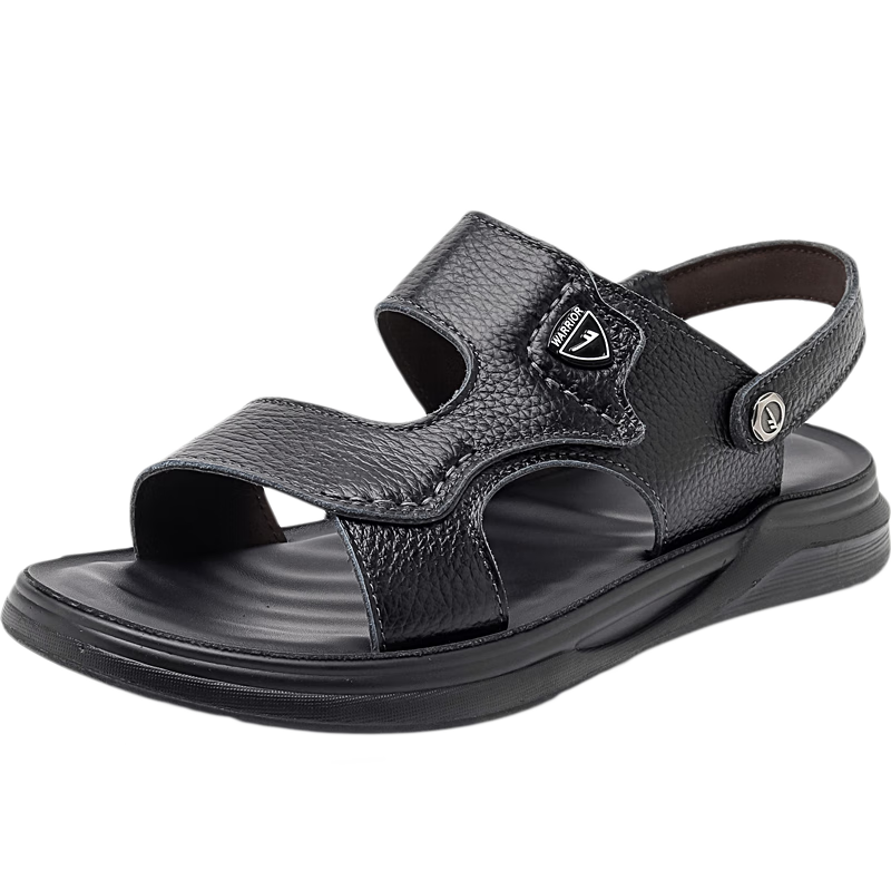 Warrior Men's Slippers, Summer Sports Sandals, Wear-Resistant Dual-Wear Beach Shoes, WSL(WZ)-1351, Black, Size 42