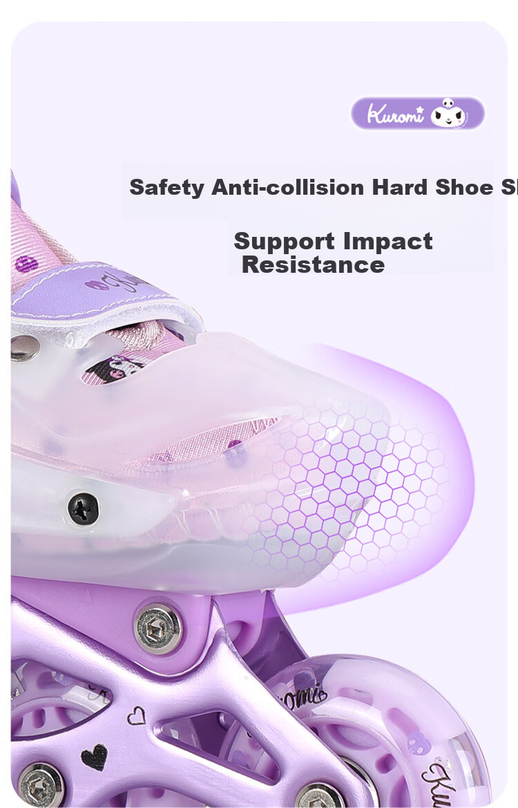 Mesuca & Kuromi Co-Branded Roller Skates for Children Beginners, Girls' Flashing Inline Skates, Gift Idea 1