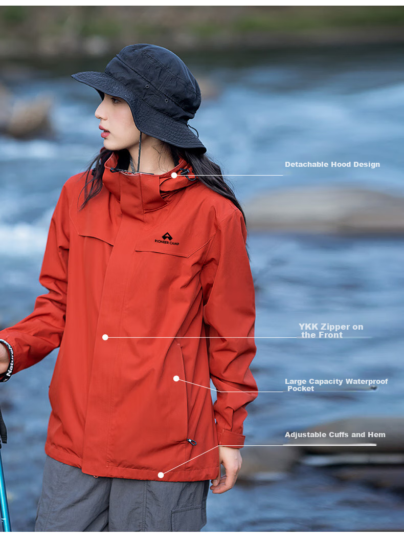 Pioneer Camp Zhuque Hardshell Jacket for Women, Spring And Autumn Outdoor Hiking Coat, Lightweight Windproof And Waterproof Jacket for Petite Wome 3
