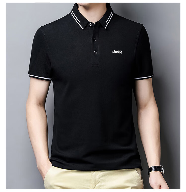 JEEP Short-Sleeve T-Shirt for Men, Summer Business Casual Polo Shirt, Loose-Fitting Men's Clothing, 9988 Gray, XL 13