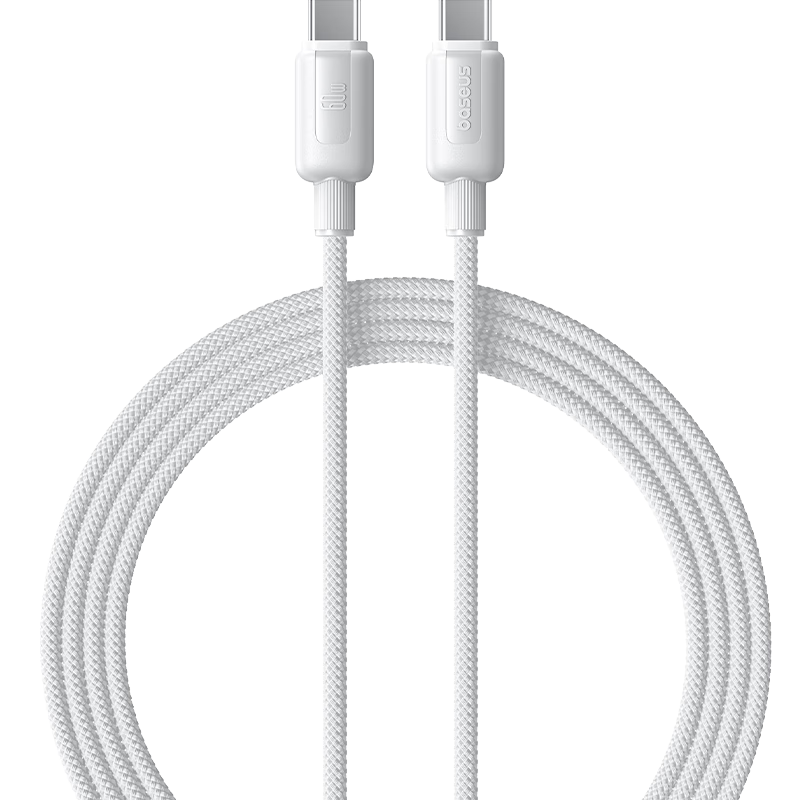BASEUS Apple 18 Charging Cable, Dual Type-C Data Cable, PD60W Fast Charging Cord, Ctoc Car Charger Compatible with IPhone17/16/15 Phones, Tablets IPad Laptops, 2 Meters White