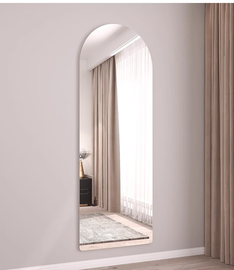 Millennium Mansion Self-Adhesive Wall Mirror Full-Length Explosion-Proof Arched Frameless No-Drill Hanging Dressing Mirror 55*160cm 3