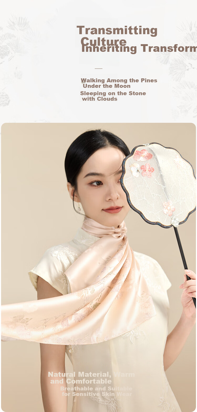 JIUMU 100% Mulberry Silk Scarf, Square Shawl for Women, Gift for Girls And Mothers, National Day Birthday Present, Gift Box Packaging 3