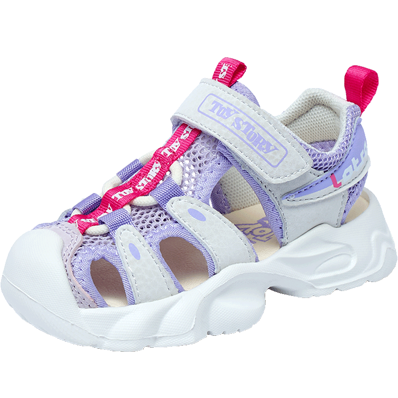 Disney Kids Sandals Boys and Girls Outdoor Summer Breathable Beach Shoes Light Purple/Rose Red Size 23