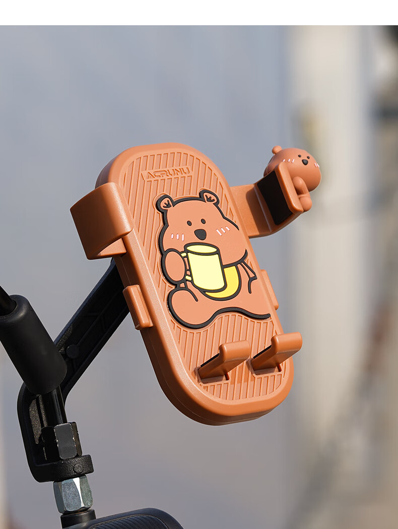 ACRUNU Cartoon Electric Bike Phone Holder Motorcycle Navigation Mount for Food Delivery And Mountain Bikes Bear Stand Model 10