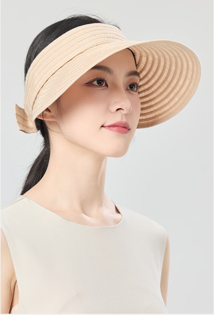 JIUMU Linen Sun Protection Hat for Women, Sunshade Cap, Open-Top Cooling Hat, Summer Mountaineering Face-Covering UV Protection Hat 9